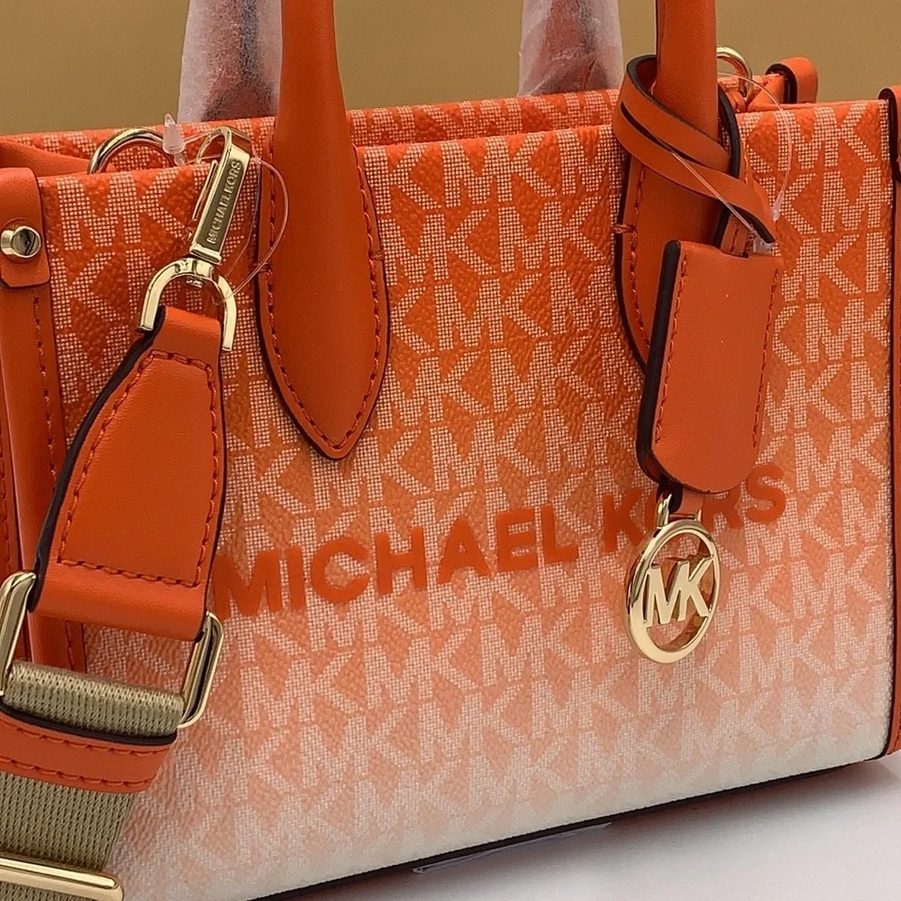 Michael Kors Mirella Extra-Small Ombré Logo Crossbody XBODY ShopperBag Poppy NWT